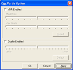 Audio recorder software - OGG Settings