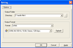 Audio recorder software - Options Window