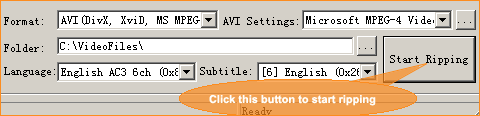 Start ripping DVD to AVI